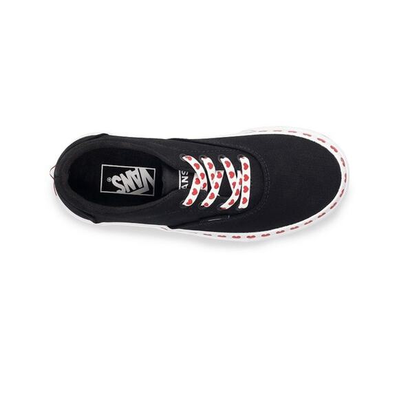 Vans Doheny Black White Red Heart Foxing Girls Lace Up Sneaker Shoes Size 5